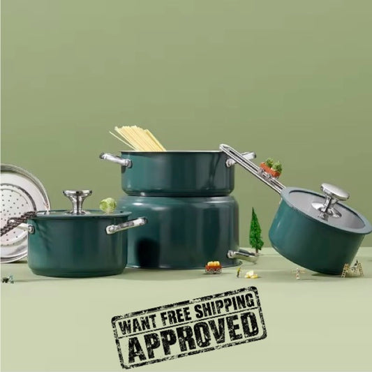 9-Piece Stainless Steel Cookware Set with Ceramic Finish