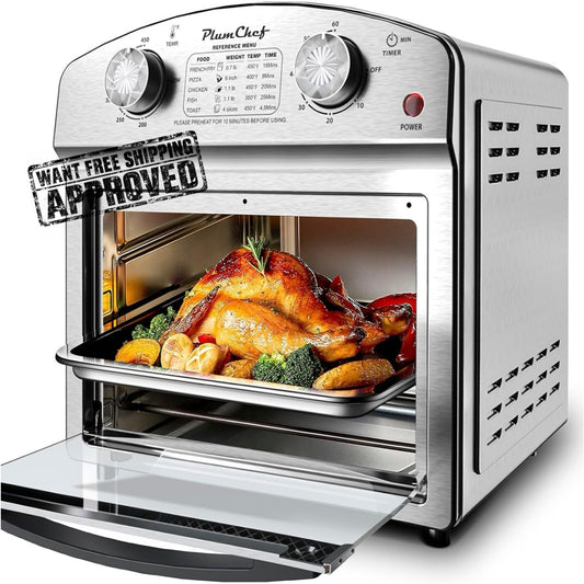12.5 Qt Stainless Steel Air Fryer Oven with Dual Knob Control